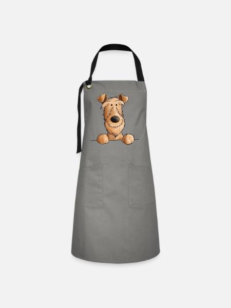 Irish Terrier Hund I Hunderasse - Kontrastschürze - Grau/Schwarz