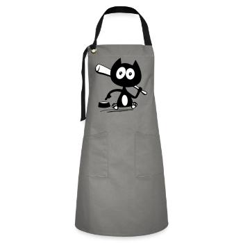 Give me food! Cat humor! - Artisan Apron - grey/black - Front - Zoe (177cm)