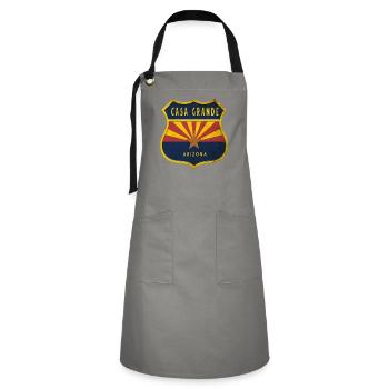 Casa Grande Arizona flags crest design - Artisan Apron - grey/black - Front - Zoe (177cm)
