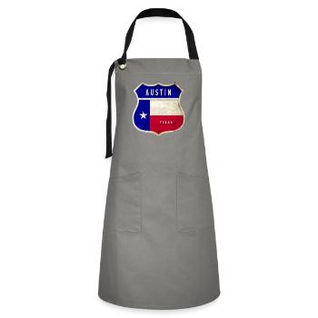 Drapeaux à écusson Austin Texas - Tablier contrasté - gris/noir - Devant - Zoe (177cm)