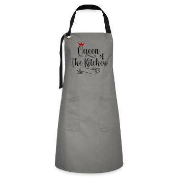 Reine de la cuisine - Tablier contrasté - gris/noir - Devant - Zoe (177cm)