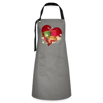Breakfast for two with croissant, coffee and berries - Artisan Apron - grey/black - Front - Zoe (177cm)