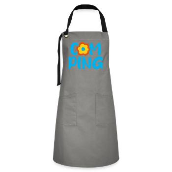 Camping Blume Comic Fan Camper Urlaub Outdoor - Kontrastschürze - Grau/Schwarz - Vorne - Zoe (177cm)