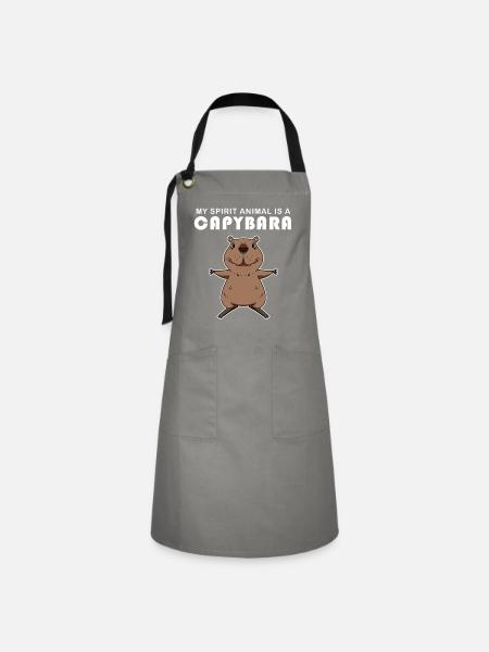 Capybara Wasserschwein Capybaras - Kontrastschürze - Grau/Schwarz