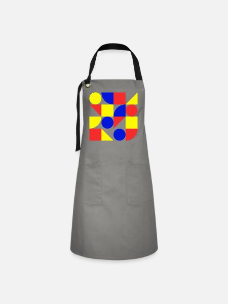 Form, Geometrie, Kunst, Bauhaus - Kontrastschürze - Grau/Schwarz