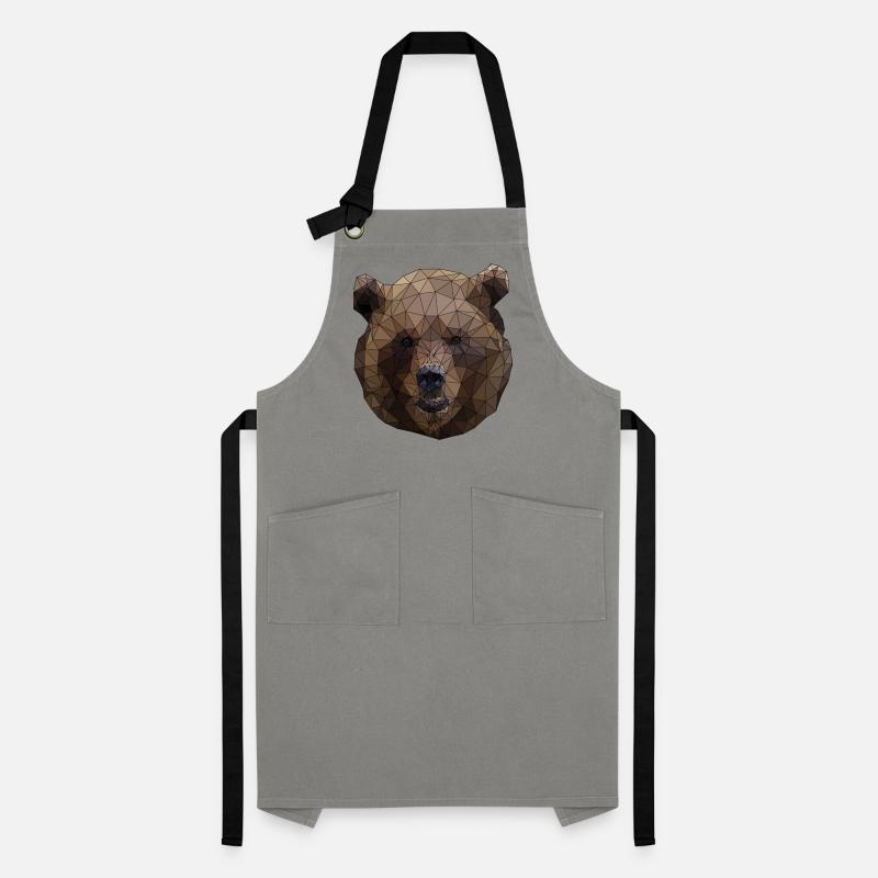 Polygonal Brown Bear Triangular Low Poly Art Artisan Apron