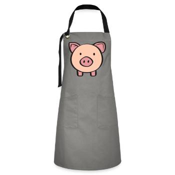 Schweinchen - Kontrastschürze - Grau/Schwarz - Vorne - Zoe (177cm)