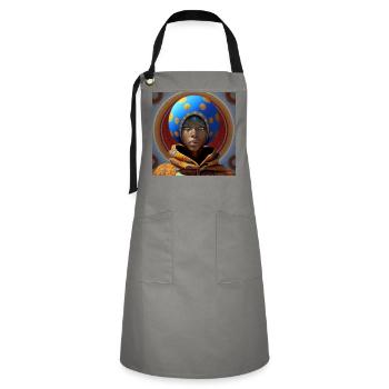 Portrait Woman 02 - Artisan Apron - grey/black - Front - Zoe (177cm)