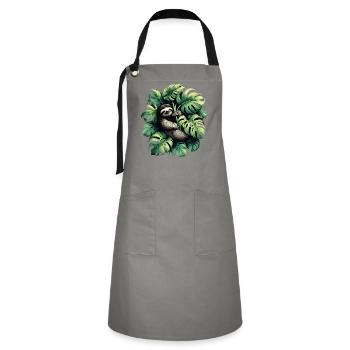 Cadeau de paresseux Monstera deliciosa - Tablier contrasté - gris/noir - Devant - Zoe (177cm)