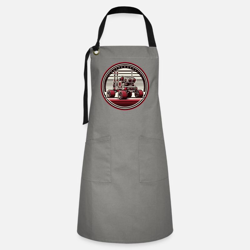 "Celestial Explorer" - Space Rover Badge - Artisan Apron - grey/black