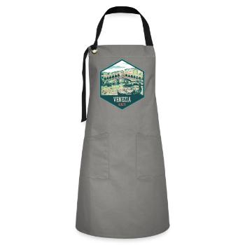Illustration of the Rialto Bridge, Venice - Artisan Apron - grey/black - Front - Zoe (177cm)