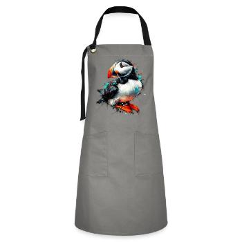 Papageitaucher - Kontrastschürze - Grau/Schwarz - Vorne - Zoe (177cm)
