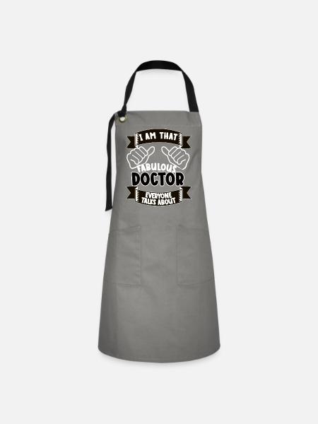 Doktor Lustiger Spruch Geschenk - Kontrastschürze - Grau/Schwarz