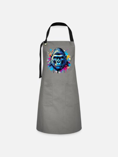 Gorilla - Kontrastschürze - Grau/Schwarz