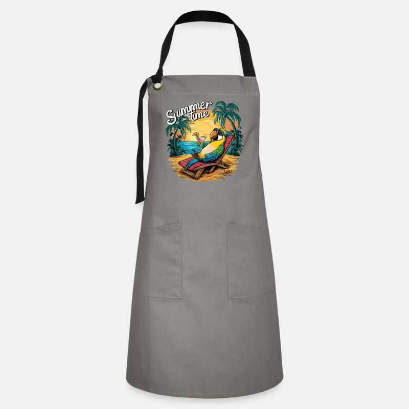 Summer parrot relaxon at sunset - Artisan Apron - grey/black