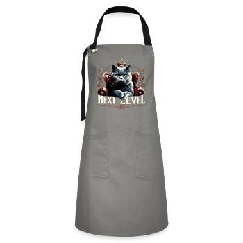 BKH Britisch Kurzhaar Blue Katze Königssessel - Kontrastschürze - Grau/Schwarz - Vorne - Zoe (177cm)