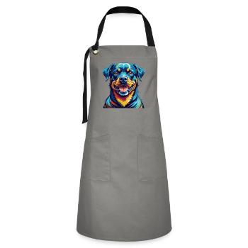 Rottweiler Chien Race Coloré Dessin Animé Kawaii - Tablier contrasté - gris/noir - Devant - Zoe (177cm)