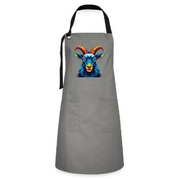 Steinbock Bunte Kawaii Cartoon Figur Clipart - Kontrastschürze - Grau/Schwarz - Vorne - Zoe (177cm)