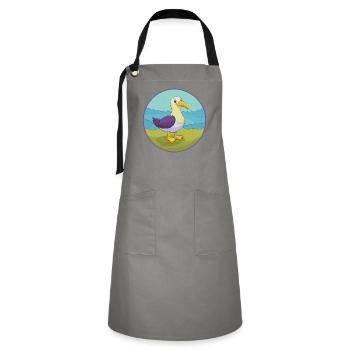 Albatross Cute Kawaii Cartoon Clipart Animal Pet - Artisan Apron - grey/black - Front - Zoe (177cm)