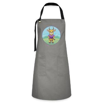 Bongo Niedliche Kawaii Cartoon Clipart Tier Haustier - Kontrastschürze - Grau/Schwarz - Vorne - Zoe (177cm)
