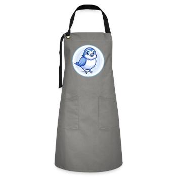 Spatz Blau Kawaii Cartoon Figur Clipart Haustier - Kontrastschürze - Grau/Schwarz - Vorne - Zoe (177cm)