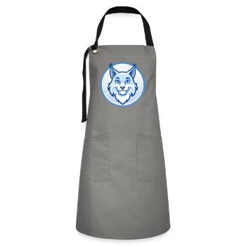 Luchs Blau Kawaii Cartoon Figur Clipart Haustier - Kontrastschürze - Grau/Schwarz - Vorne - Zoe (177cm)