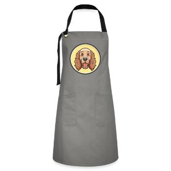 Irischer Setter Hund Rasse Cartoon Kawaii Clipart Haustier - Kontrastschürze - Grau/Schwarz - Vorne - Zoe (177cm)