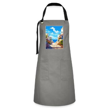 Héraklion Grèce Affiche de voyage Peinture Souvenir WPA - Tablier contrasté - gris/noir - Devant - Zoe (177cm)