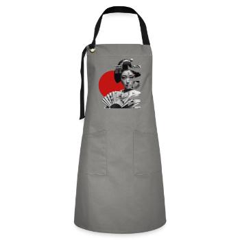 Japon - Tablier contrasté - gris/noir - Devant - Zoe (177cm)