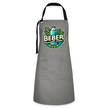 Wasser trinken - Kontrastschürze - Grau/Schwarz - Vorne - Zoe (177cm)