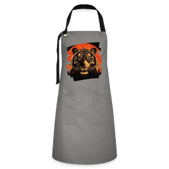 Tiger Retro - Kontrastschürze - Grau/Schwarz - Vorne - Zoe (177cm)