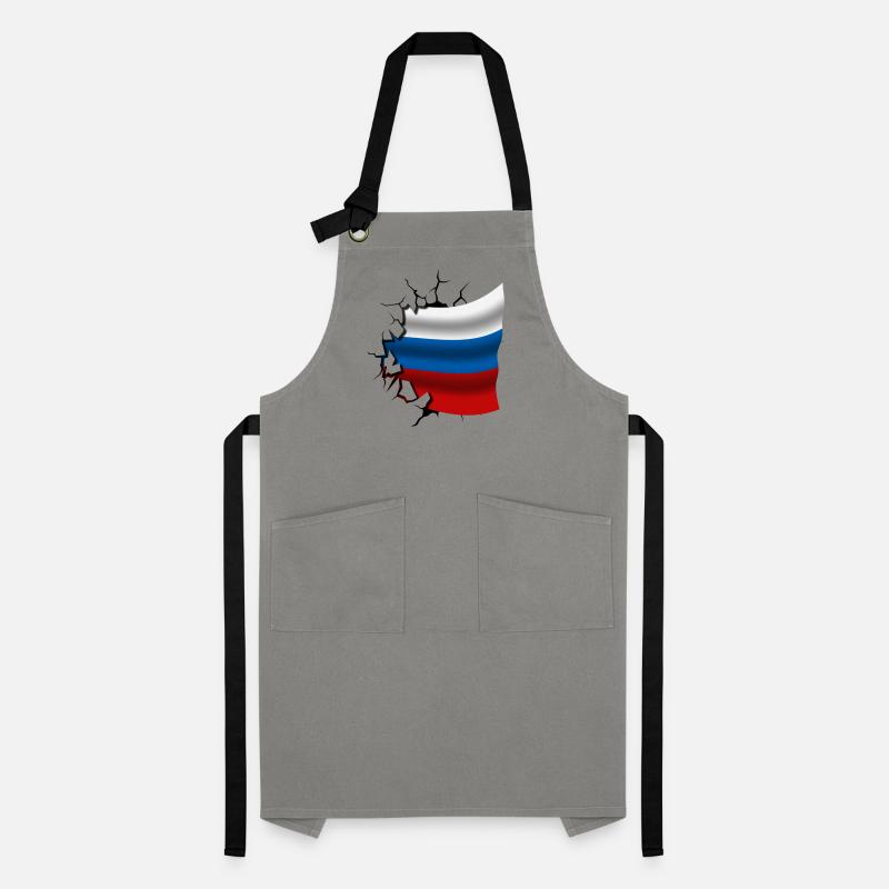 Drapeau de la Russie - Russie - Drapeau Broken Design Tablier contrasté