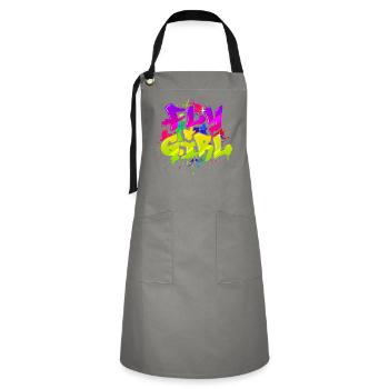 Fly Girl Old School Hip Hop Tribute 80s 90s Style - Artisan Apron - grey/black - Front - Zoe (177cm)
