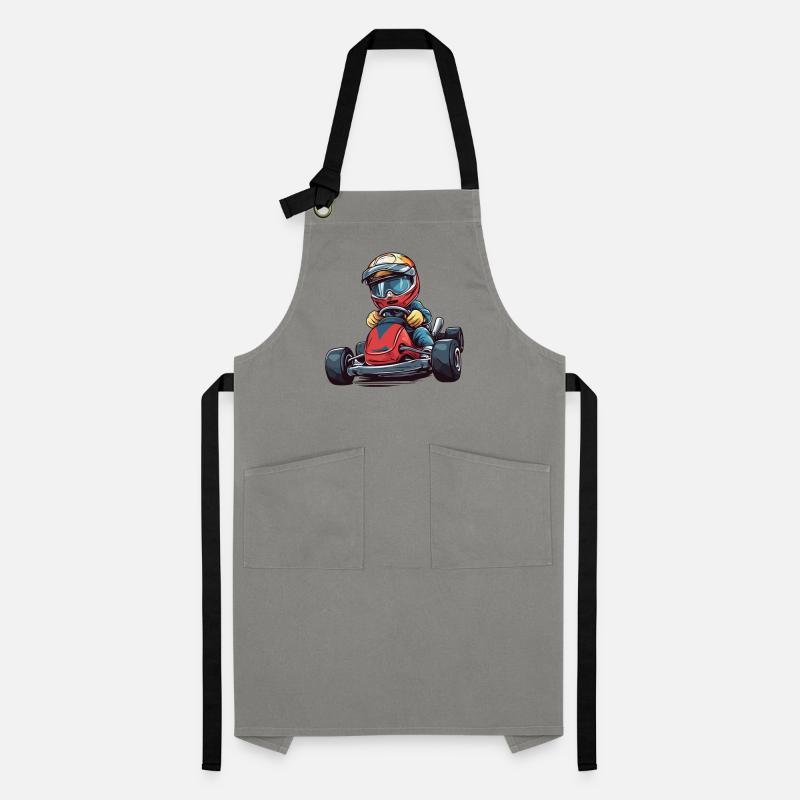 Conception de dessin animé de petit pilote de kart Tablier contrasté