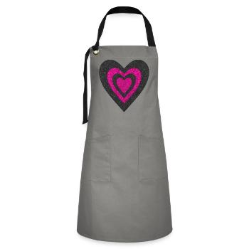Cœurs  - Tablier contrasté - gris/noir - Devant - Zoe (177cm)