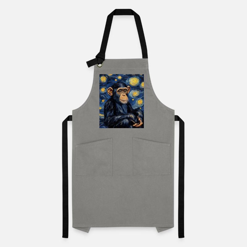 Monkey Chimpanzee Van Gogh Style Starry Artisan Apron