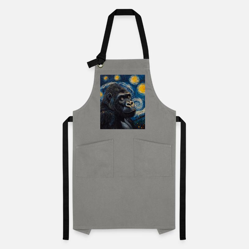Gorilla Gorillas Monkey Van Gogh Style Starry Night Artisan Apron