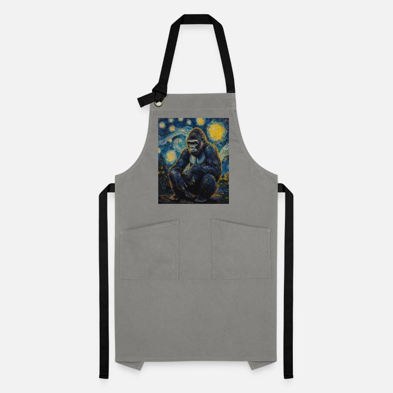 Gorilla Gorillas Monkey Van Gogh Style Starry Night Artisan Apron