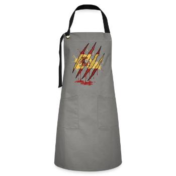 Scratch Mark Spain Flag Claw Grunge Style - Artisan Apron - grey/black - Front - Zoe (177cm)