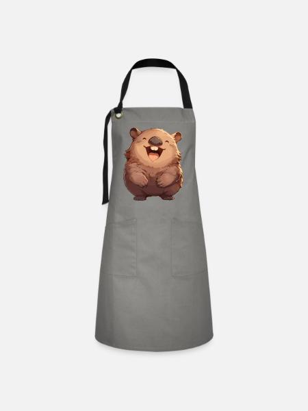 Wombats Wombat - Kontrastschürze - Grau/Schwarz