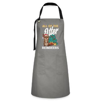 Seeotter-pun-weihnachts-rentiere - Kontrastschürze - Grau/Schwarz - Vorne - Zoe (177cm)