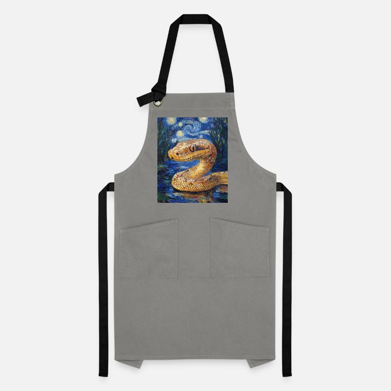 Snake Python Van Gogh Style Starry Night Artisan Apron
