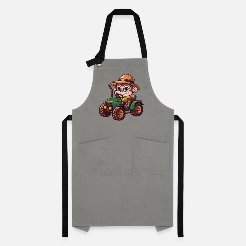 Monkey Tractor Farmer Artisan Apron