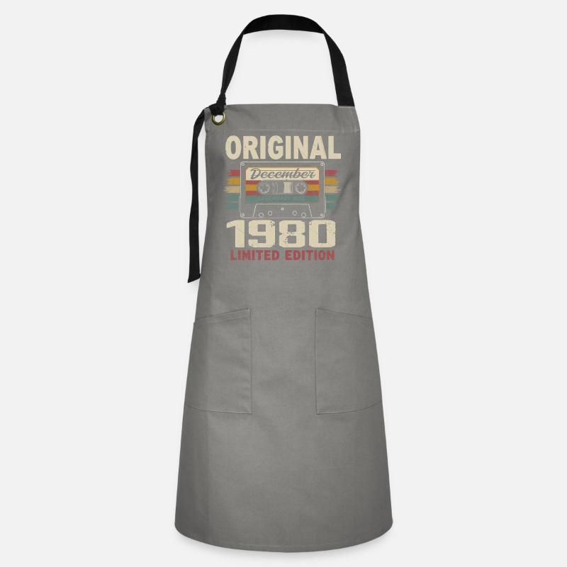 December 1980 Birthday Gift - Artisan Apron - grey/black