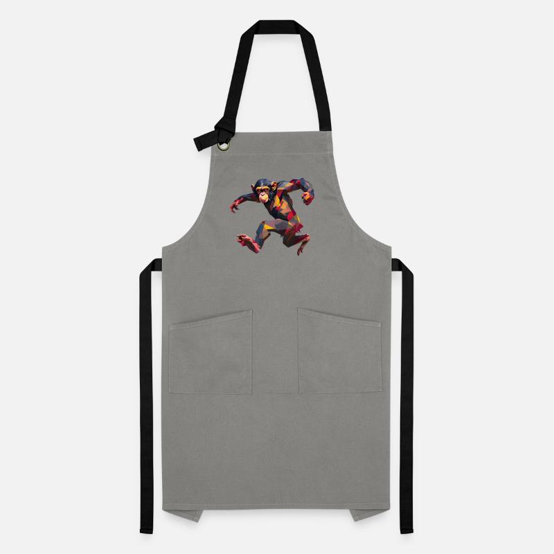 Conception de logo Low Poly Chimpanzee Sprint Tablier contrasté