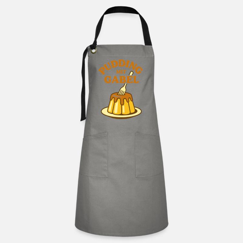 Pudding with fork - Artisan Apron - grey/black