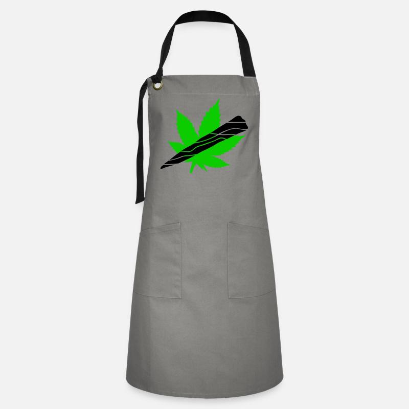 Neon Cannabis Leaf Graphic - Artisan Apron - grey/black