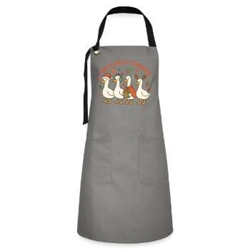Weihnachtsgans Holly Jolly Honkers Fun Design - Kontrastschürze - Grau/Schwarz - Vorne - Zoe (177cm)