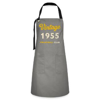 Vintage 1955 – Volleyball Club Retro Birth Year - Artisan Apron - grey/black - Front - Zoe (177cm)