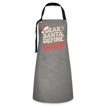 Sarkastisches Weihnachtsdesign - Kontrastschürze - Grau/Schwarz - Vorne - Zoe (177cm)